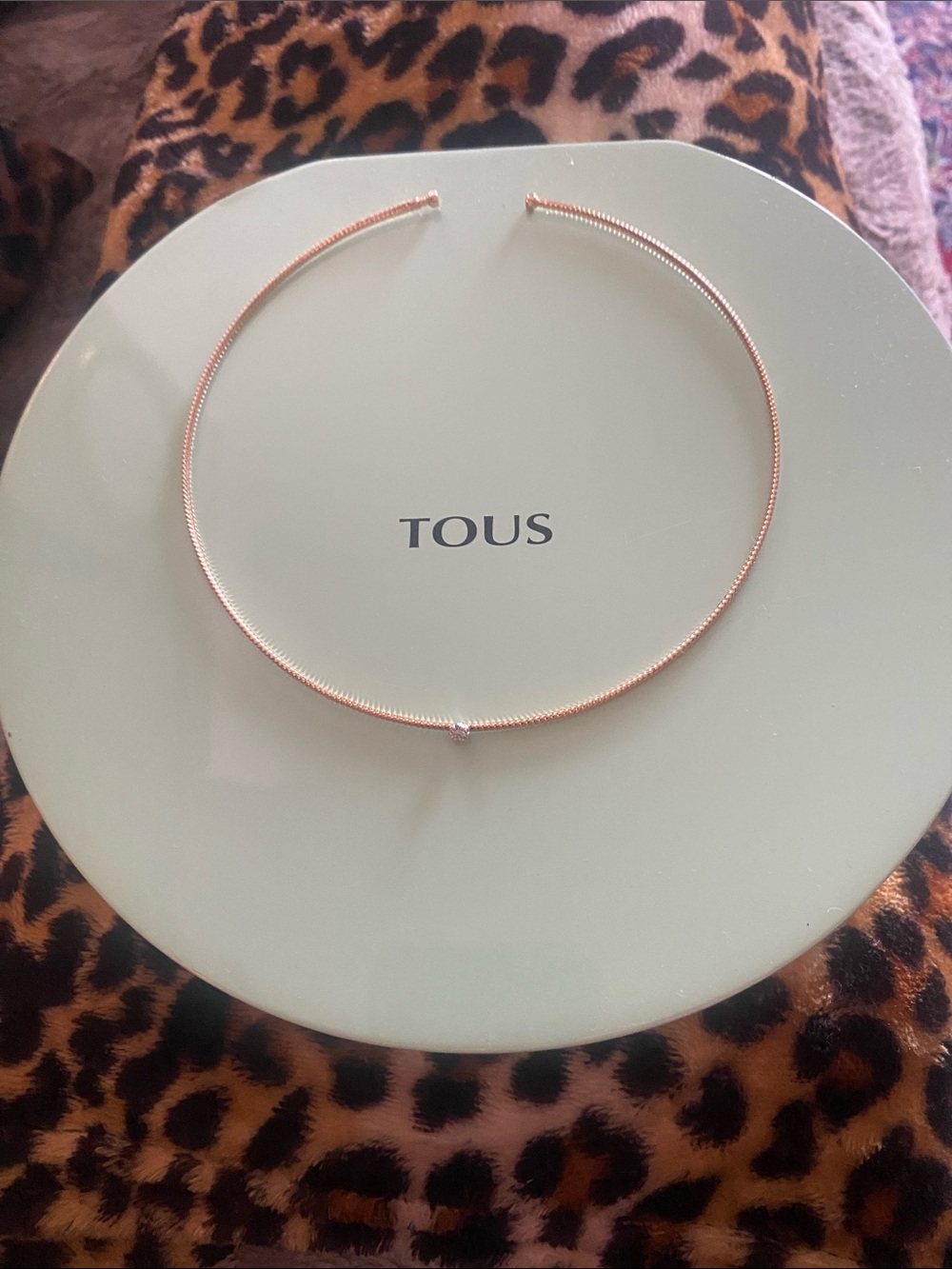 TOUS 18kt yellow Gold Minimalist Choker with Single Accent Diamond.